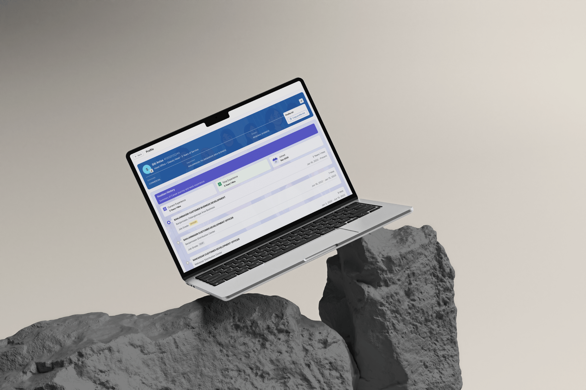 MySpark employee profile with position history and years of service